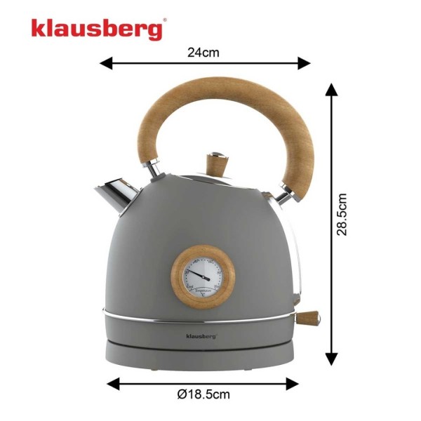 Електричний чайник 1,8 л з термометром Klausberg KB-9009 Retro