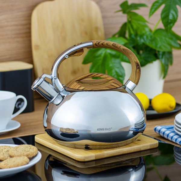 СТАЛЕВИЙ ЧАЙНИК ЗІ СВИСТКОМ KiNGHOFF 3.0 Л KH-3274