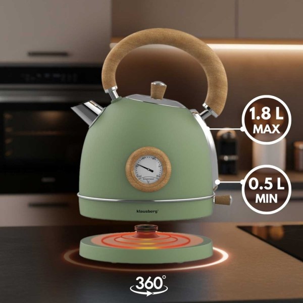 Електричний чайник 1,8 л з термометром Klausberg KB-9008 Retro