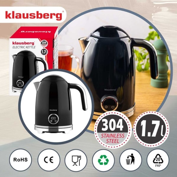 Електричний чайник 1,7 л зі світлодіодним термометром Klausberg KB-9027 Retro