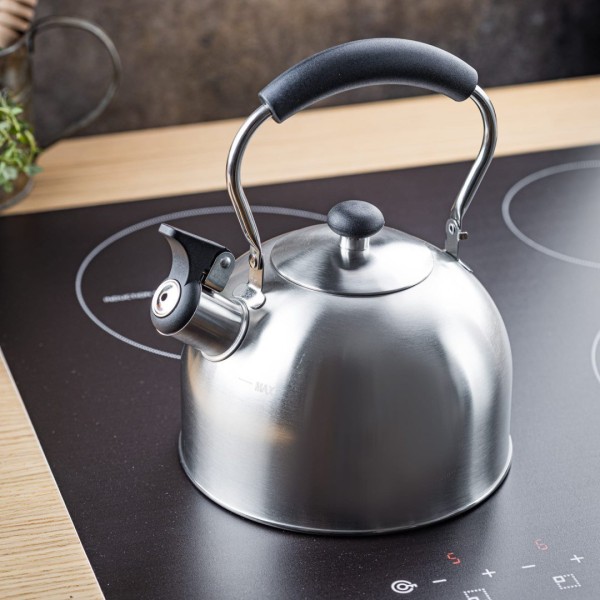 СТАЛЕВИЙ ІНДУКЦІЙНИЙ ЧАЙНИК 2,5 Л KINGHOFF KH-1859 СРІБЛЯСТИЙ