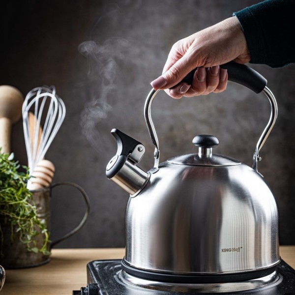 СТАЛЕВИЙ ІНДУКЦІЙНИЙ ЧАЙНИК 2,5 Л KINGHOFF KH-1859 СРІБЛЯСТИЙ