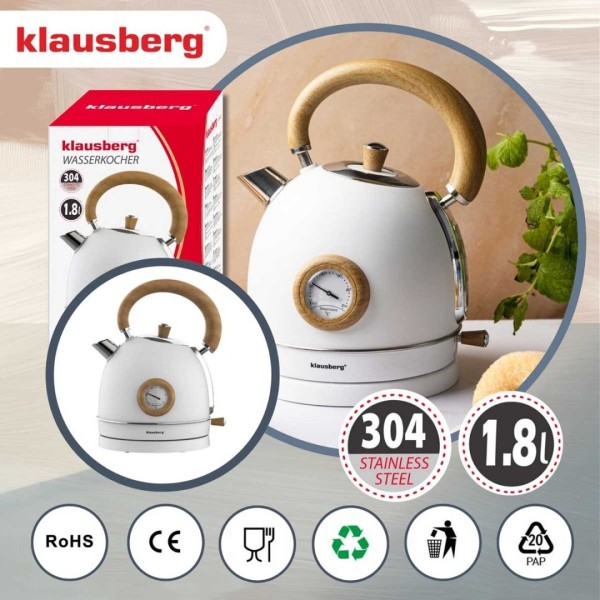 Електричний чайник 1,8 л з термометром Klausberg KB-9007 Retro