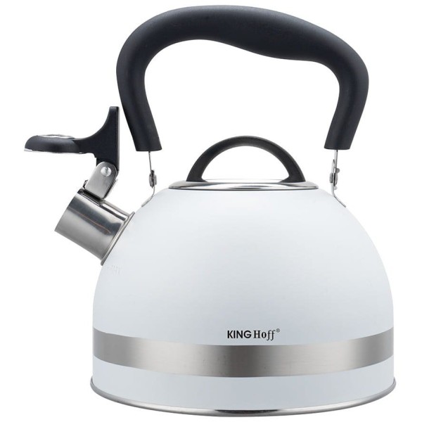 СТАЛЕВИЙ ІНДУКЦІЙНИЙ ЧАЙНИК 1,8 Л KINGHOFF KH-1852 БІЛИЙ