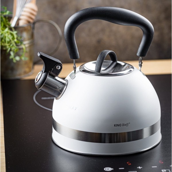 СТАЛЕВИЙ ІНДУКЦІЙНИЙ ЧАЙНИК 1,8 Л KINGHOFF KH-1852 БІЛИЙ