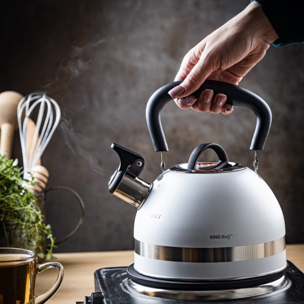СТАЛЕВИЙ ІНДУКЦІЙНИЙ ЧАЙНИК 1,8 Л KINGHOFF KH-1852 БІЛИЙ