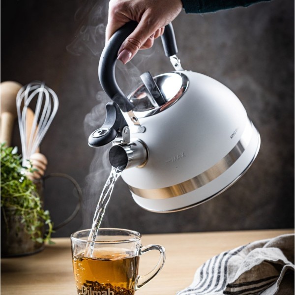 СТАЛЕВИЙ ІНДУКЦІЙНИЙ ЧАЙНИК 1,8 Л KINGHOFF KH-1852 БІЛИЙ