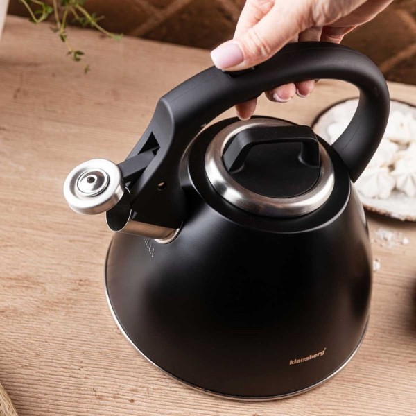 СТАЛЕВИЙ ЧАЙНИК ЗІ СВИСТКОМ 2,5 Л KLAUSBERG KB-7952