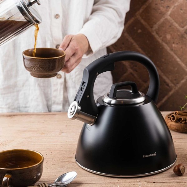 СТАЛЕВИЙ ЧАЙНИК ЗІ СВИСТКОМ 2,5 Л KLAUSBERG KB-7952