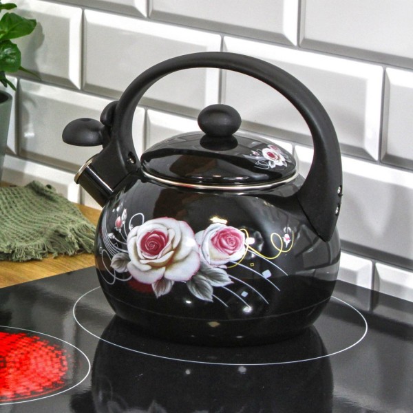 Емальований чайник 2.2 л Brunbeste Black Rose BB-4551