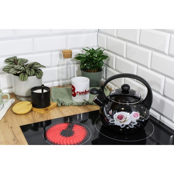 Емальований чайник 2.2 л Brunbeste Black Rose BB-4551