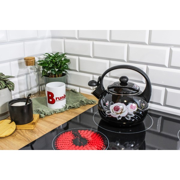 Емальований чайник 2.2 л Brunbeste Black Rose BB-4551