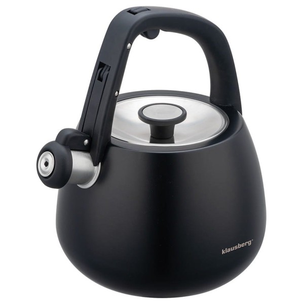 СТАЛЕВИЙ ГАЗОВИЙ ЧАЙНИК 2,5 Л ІНДУКЦІЙНИЙ KLAUSBERG KB-7774 МАТОВИЙ ЧОРНИЙ
