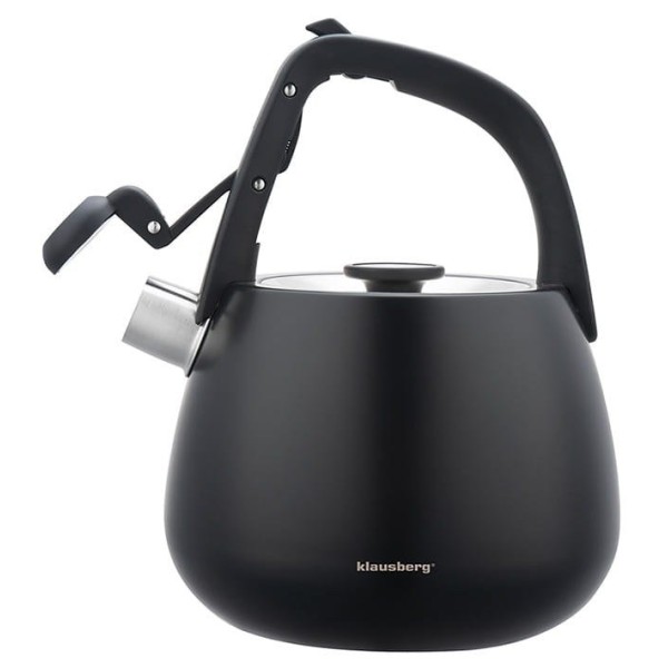 СТАЛЕВИЙ ГАЗОВИЙ ЧАЙНИК 2,5 Л ІНДУКЦІЙНИЙ KLAUSBERG KB-7774 МАТОВИЙ ЧОРНИЙ
