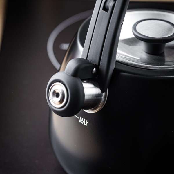 СТАЛЕВИЙ ГАЗОВИЙ ЧАЙНИК 2,5 Л ІНДУКЦІЙНИЙ KLAUSBERG KB-7774 МАТОВИЙ ЧОРНИЙ