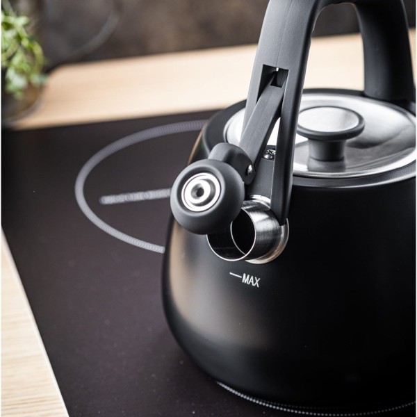 СТАЛЕВИЙ ГАЗОВИЙ ЧАЙНИК 2,5 Л ІНДУКЦІЙНИЙ KLAUSBERG KB-7774 МАТОВИЙ ЧОРНИЙ