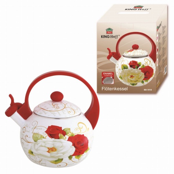 Газовий чайник KINGHOFF ROSES KH-1910 2.0 л, емальований, індукційний