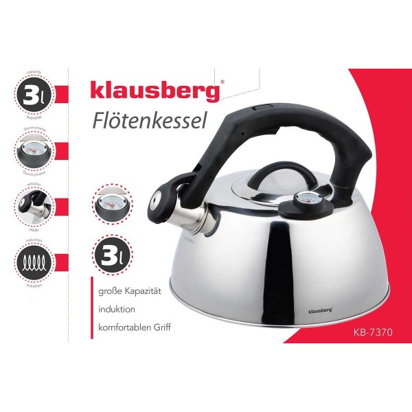 СТАЛЕВИЙ ЧАЙНИК З ТЕРМОМЕТРОМ 3.0 Л KLAUSBERG KB-7370