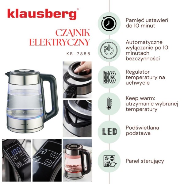 Czajnik elektryczny Klausberg KB-7888 (szklany 1,7 l)