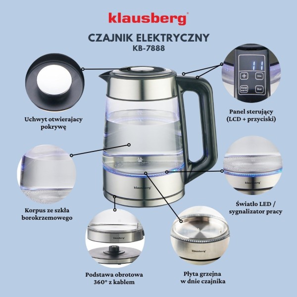 Czajnik elektryczny Klausberg KB-7888 (szklany 1,7 l)
