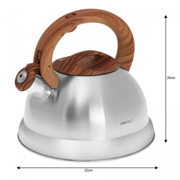 Сталевий чайник KiNGHOFF 3.0 л, нержавіюча сталь KH-3336