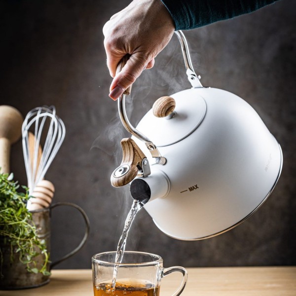 СТАЛЕВИЙ ІНДУКЦІЙНИЙ ЧАЙНИК 2,5 Л KINGHOFF KH-1860 МАТОВИЙ БІЛИЙ