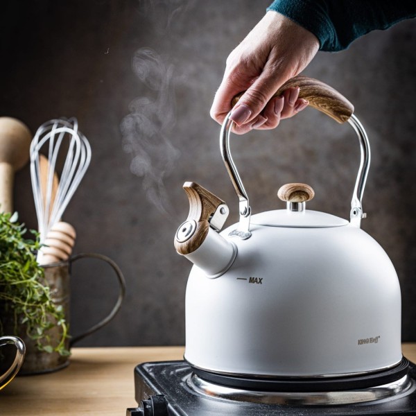СТАЛЕВИЙ ІНДУКЦІЙНИЙ ЧАЙНИК 2,5 Л KINGHOFF KH-1860 МАТОВИЙ БІЛИЙ