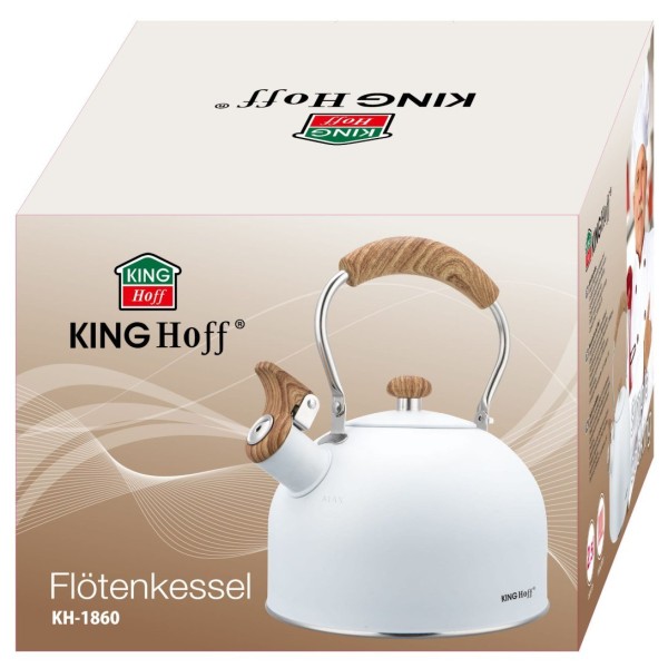 СТАЛЕВИЙ ІНДУКЦІЙНИЙ ЧАЙНИК 2,5 Л KINGHOFF KH-1860 МАТОВИЙ БІЛИЙ