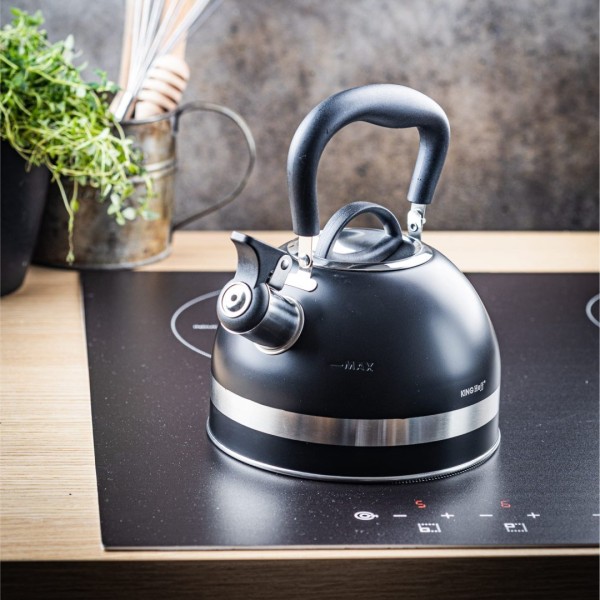 СТАЛЕВИЙ ІНДУКЦІЙНИЙ ЧАЙНИК 1,8 Л KINGHOFF KH-1858 ЧОРНИЙ