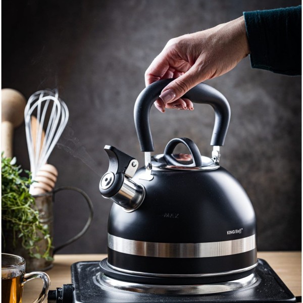 СТАЛЕВИЙ ІНДУКЦІЙНИЙ ЧАЙНИК 1,8 Л KINGHOFF KH-1858 ЧОРНИЙ