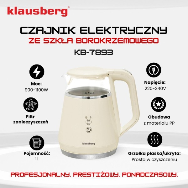Czajnik elektryczny Klausberg KB-7893 (1.0 l)