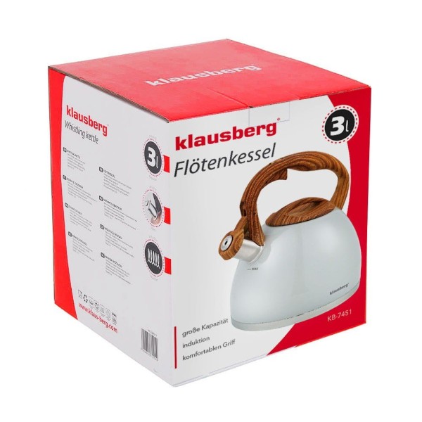 ЧАЙНИК З НЕРЖАВІЮЧОЇ СТАЛІ З МАТОВИМ ЛАКОМ 3.0 Л KLAUSBERG KB-7451