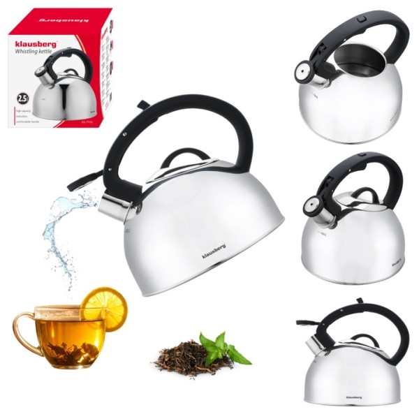 СТАЛЕВИЙ ЧАЙНИК ЗІ СВИСТКОМ 2,5 Л KLAUSBERG KB-7910