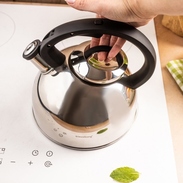 СТАЛЕВИЙ ЧАЙНИК ЗІ СВИСТКОМ 2,5 Л KLAUSBERG KB-7910