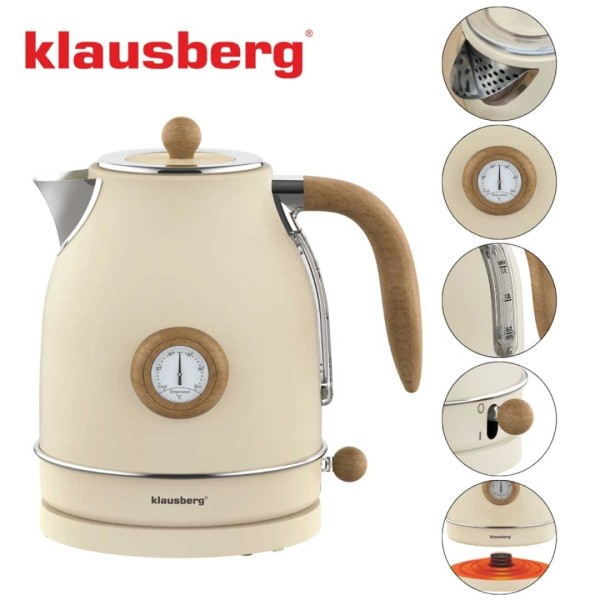 Електричний чайник 1,7 л з термометром Klausberg KB-9006 Retro