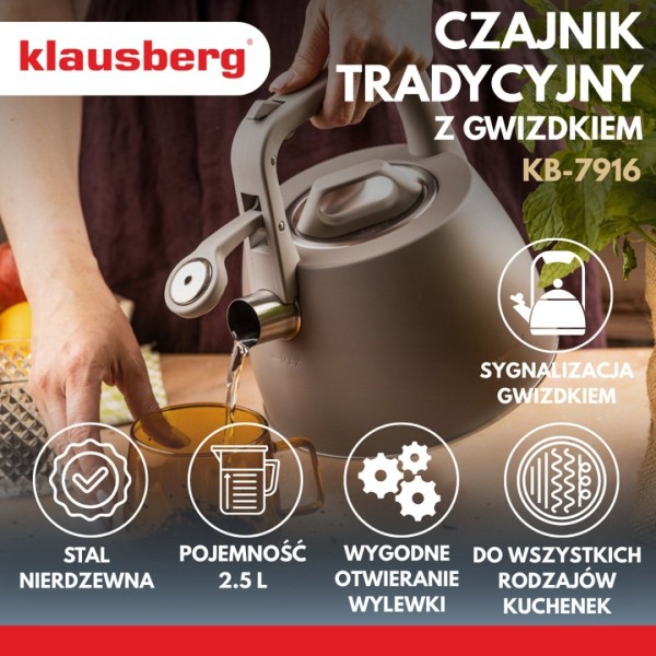 Czajnik stalowy Klausberg KB-7916 (2,5 l)