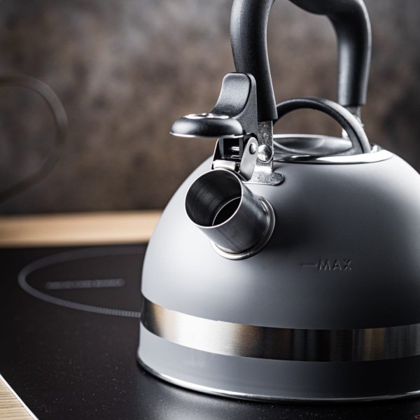 СТАЛЕВИЙ ІНДУКЦІЙНИЙ ЧАЙНИК 1,8 Л KINGHOFF KH-1851 СІРИЙ