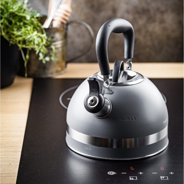 СТАЛЕВИЙ ІНДУКЦІЙНИЙ ЧАЙНИК 1,8 Л KINGHOFF KH-1851 СІРИЙ