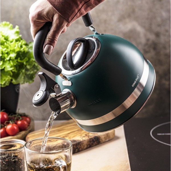 Газовий чайник сталевий 1.8 л малий індукційний Kinghoff KH-1855 зелений