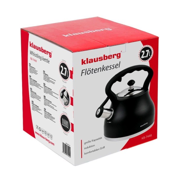 ЧАЙНИК З НЕРЖАВІЮЧОЇ СТАЛІ 2,7 Л З ТОВСТИМ ДНОМ KLAUSBERG KB-7448
