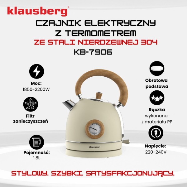 Czajnik elektryczny Klausberg KB-7905 (stal nierdzewna 1.8 l)