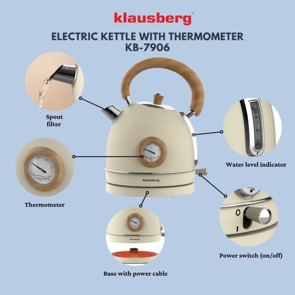 Czajnik elektryczny Klausberg KB-7905 (stal nierdzewna 1.8 l)