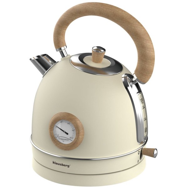 Електричний чайник з термометром з нержавіючої сталі 1,8 л 2200 Вт KLAUSBERG KB-7905 бежевий