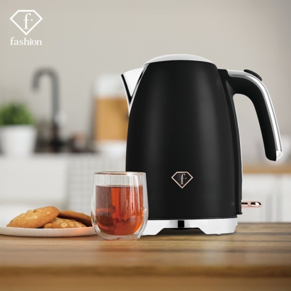 Електричний чайник FashionTV FTV-0113, матовий чорний-рожево-золотистий