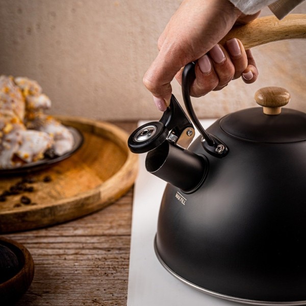ЧАЙНИК 2,5 Л ЗІ СВИСТКОМ KINGHOFF KH-1999 МАТОВИЙ ЧОРНИЙ