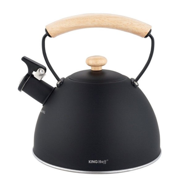ЧАЙНИК 2,5 Л ЗІ СВИСТКОМ KINGHOFF KH-1999 МАТОВИЙ ЧОРНИЙ
