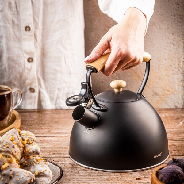ЧАЙНИК 2,5 Л ЗІ СВИСТКОМ KINGHOFF KH-1999 МАТОВИЙ ЧОРНИЙ