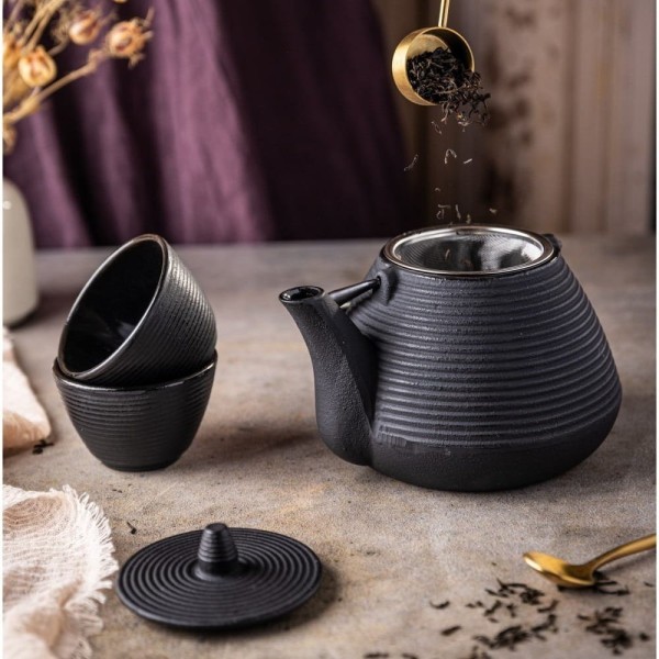 Чавунний чайник KINGHOFF KH-1846 1.0 л з чавунними чашками