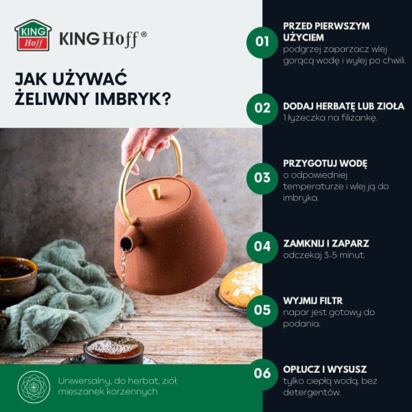 Czajniczek zaparzacz do herbaty i kawy Kinghoff KH-1934 (1.0 l)