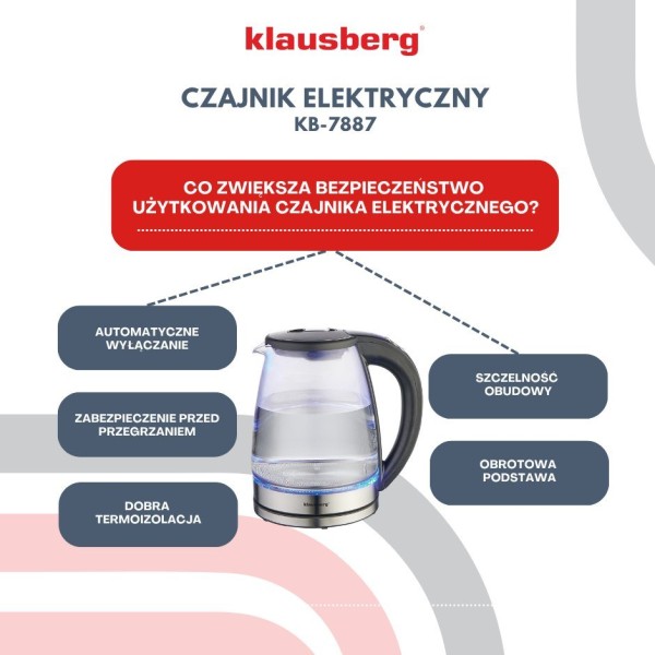 Czajnik elektryczny Klausberg KB-7887 (szklany 1.8 l)